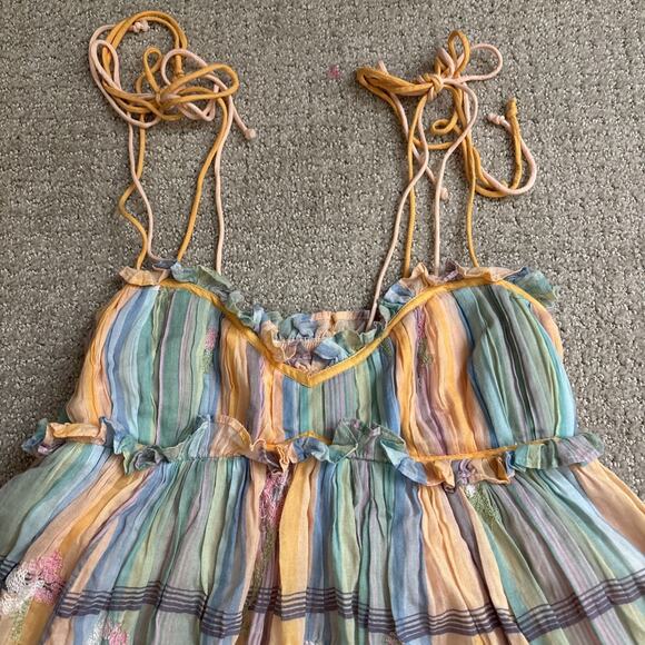 Free People Willow Maxi Dress Multi Pastel Combo Size XS Embroidered Floral - Picture 2 of 10